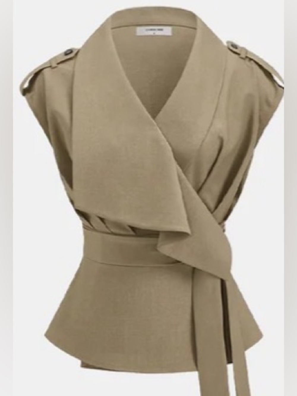 Commense Wrap Front Top in Khaki